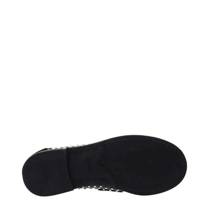 Miu Black Leather Slip-on Loafers