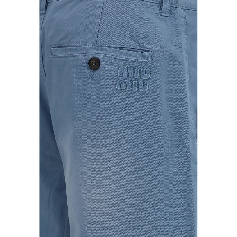 Miu Blue Cotton Casual Pants