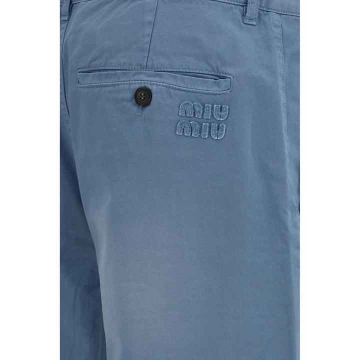Miu Blue Cotton Casual Pants