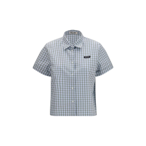 Miu Shirts - Blue Cotton Pattern Shirt