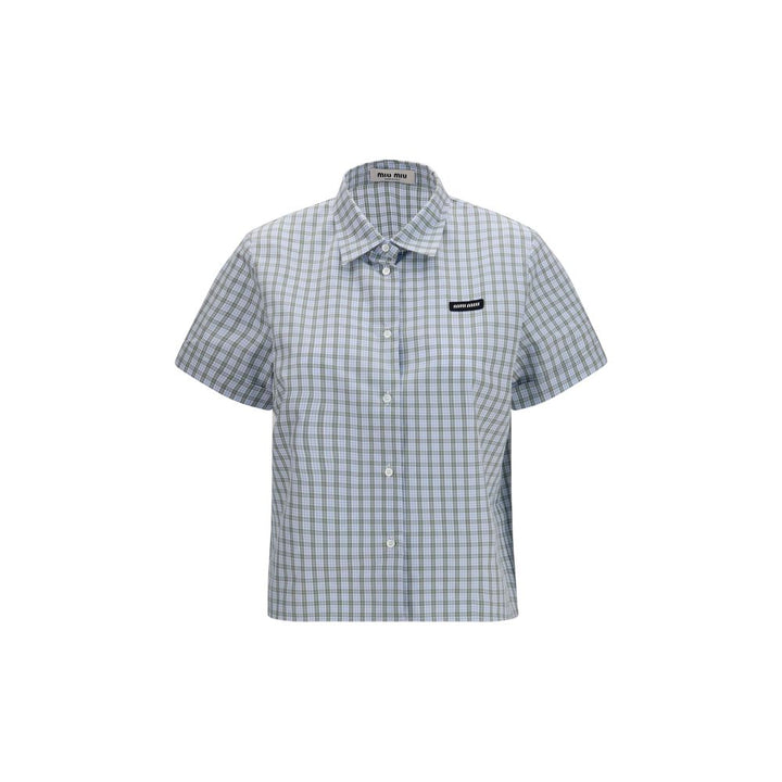 Miu Shirts - Blue Cotton Pattern Shirt