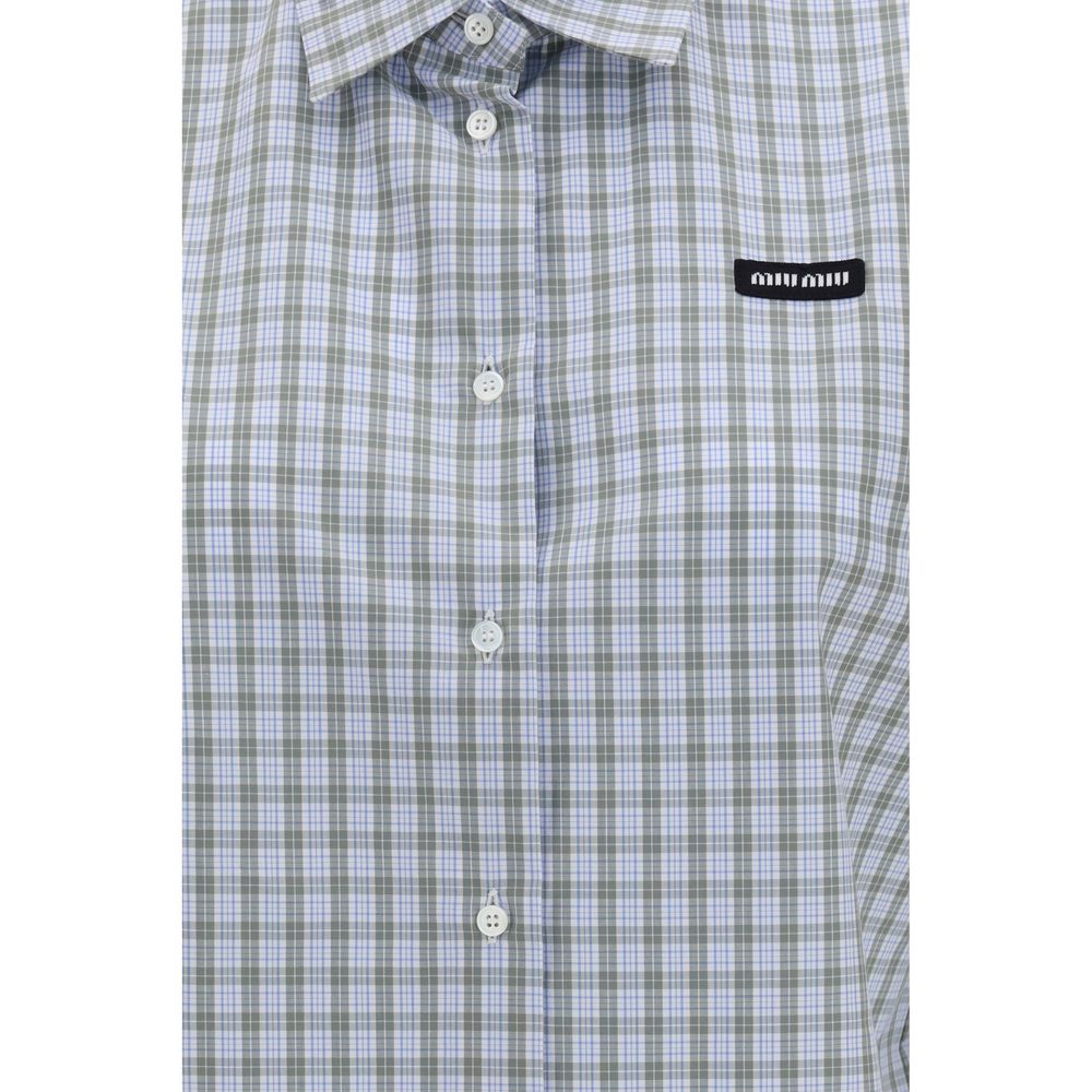 Miu Shirts - Blue Cotton Pattern Shirt