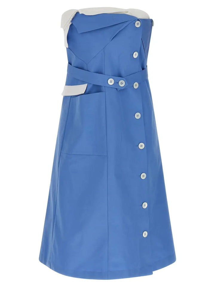 Miu Blue Cotton Short Dress