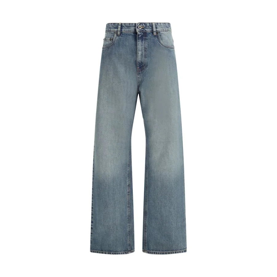 Miu Blue Cotton Straight-Leg Jeans