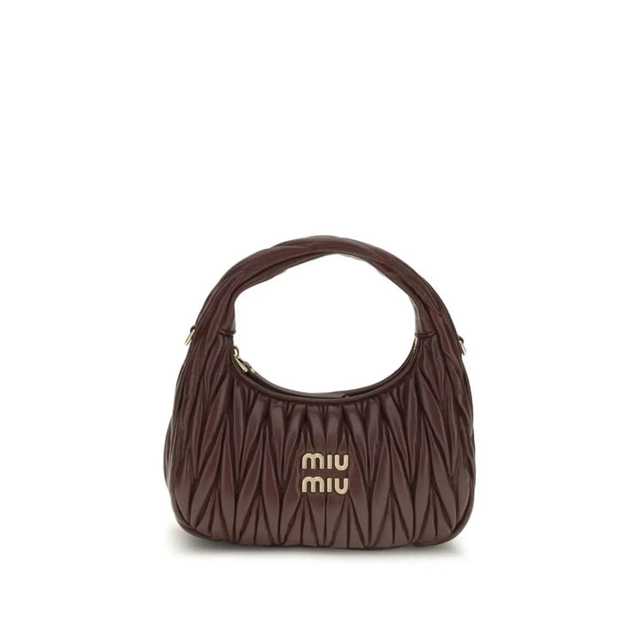 Miu Bordeaux Calf Leather Bos Taurus Shoulder Bag