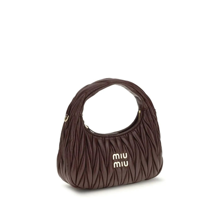 Miu Bordeaux Calf Leather Bos Taurus Shoulder Bag