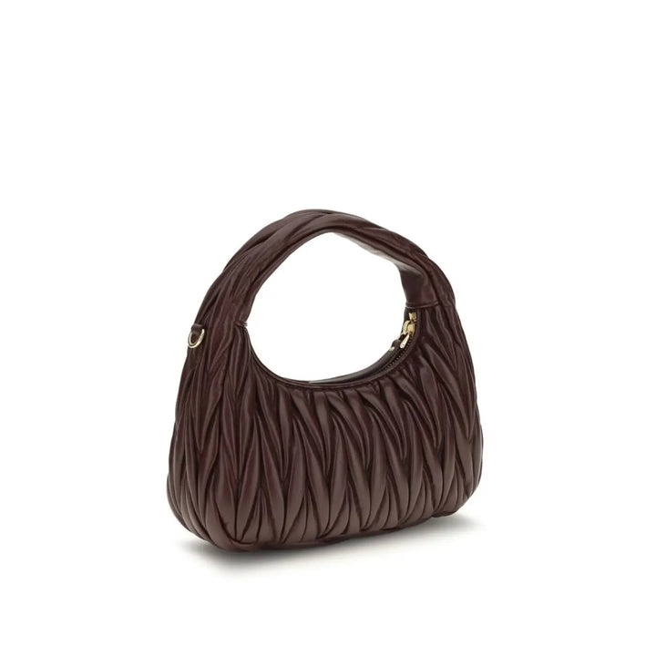 Miu Bordeaux Calf Leather Bos Taurus Shoulder Bag