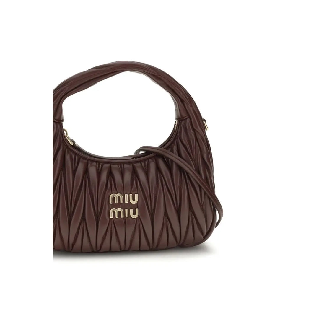 Miu Bordeaux Calf Leather Bos Taurus Shoulder Bag