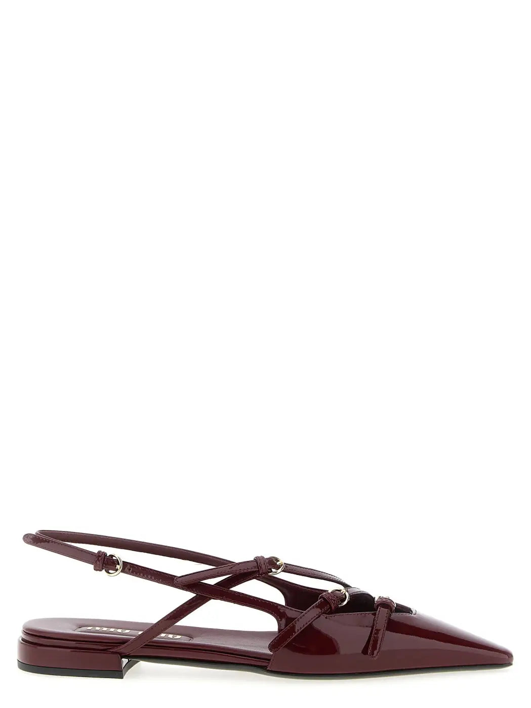 Miu Bordeaux Calfskin Ballet Flats