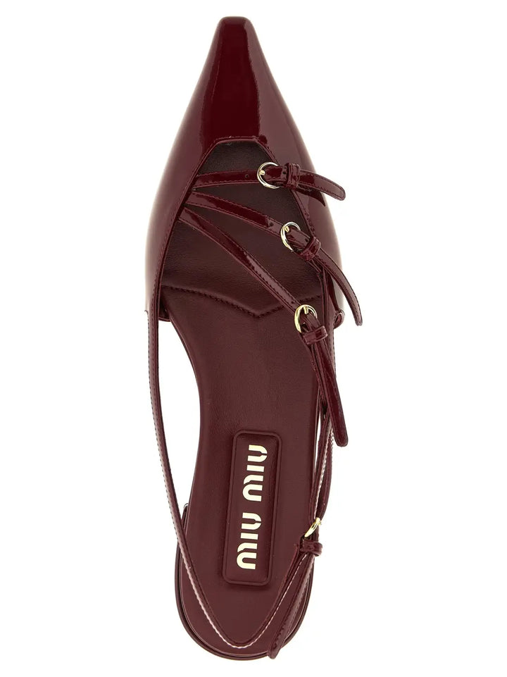 Miu Bordeaux Calfskin Ballet Flats