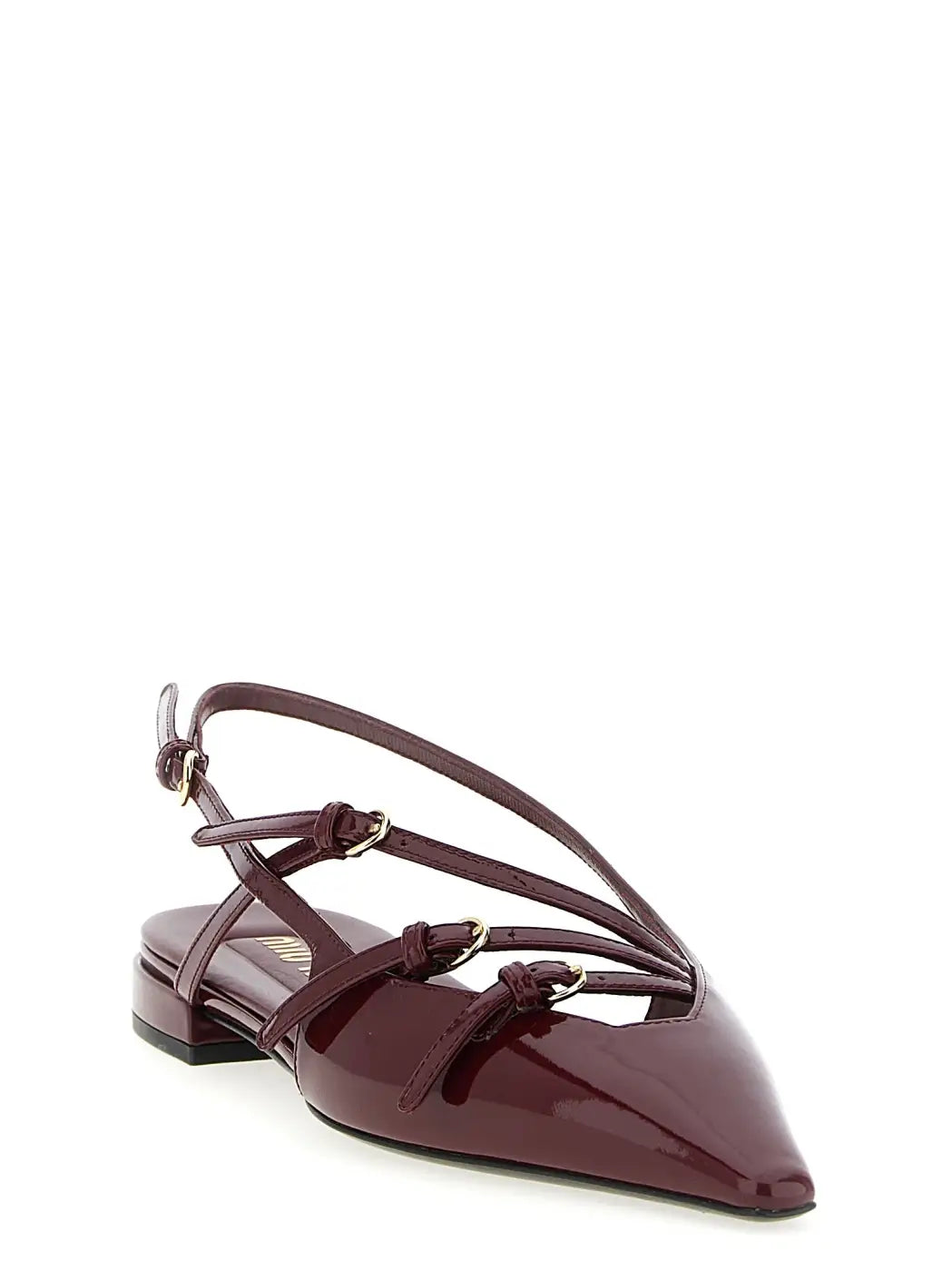 Miu Bordeaux Calfskin Ballet Flats