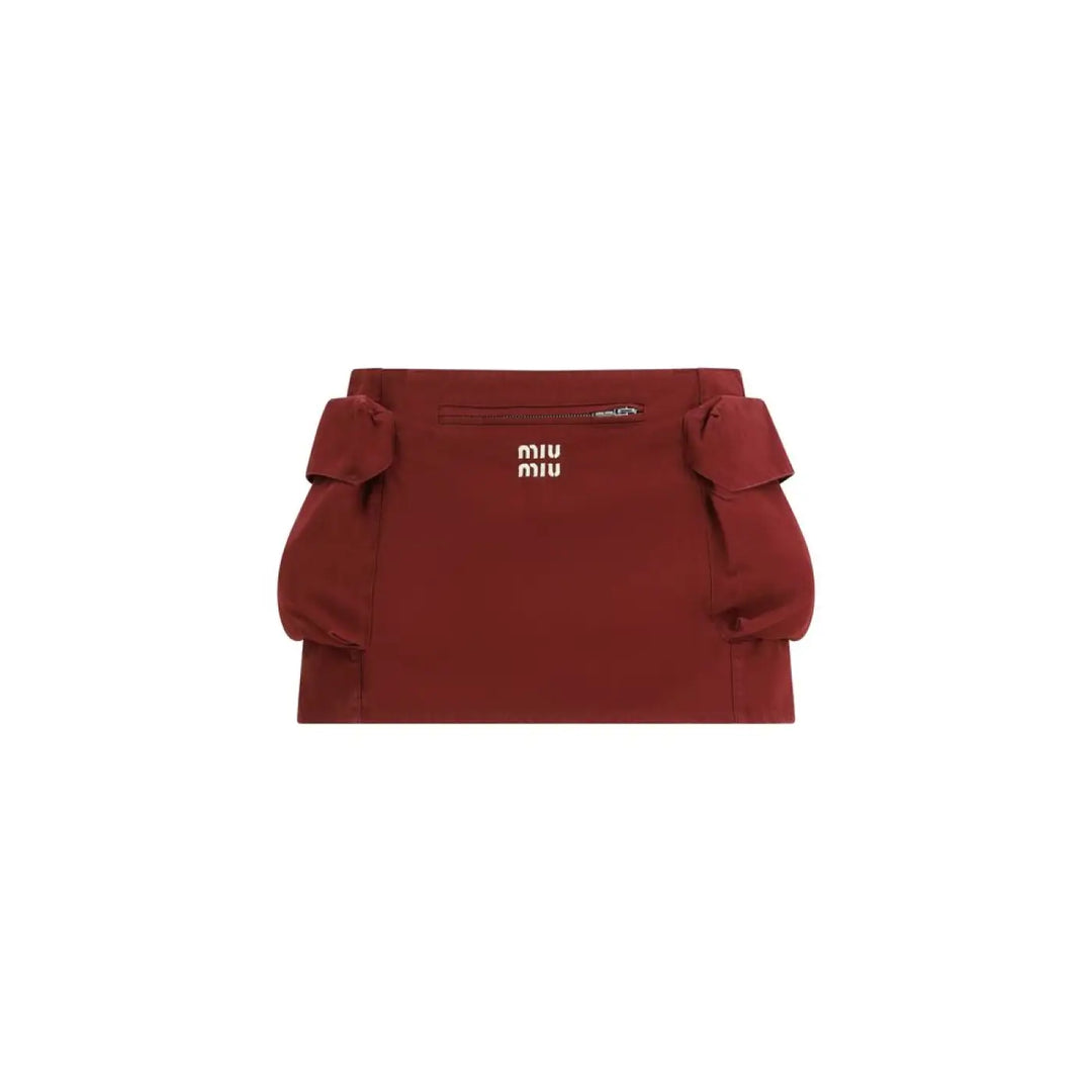 Miu Bordeaux Cotton Mini Skirt