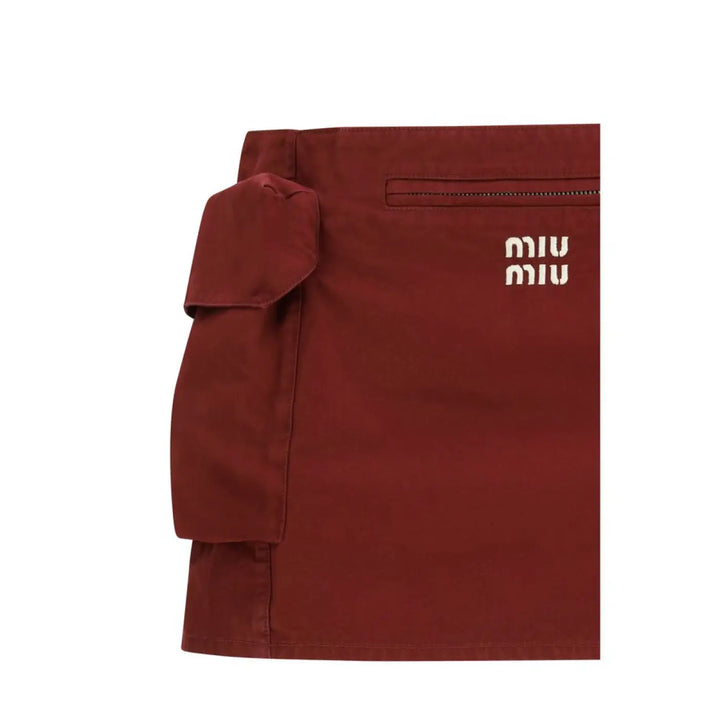Miu Bordeaux Cotton Mini Skirt