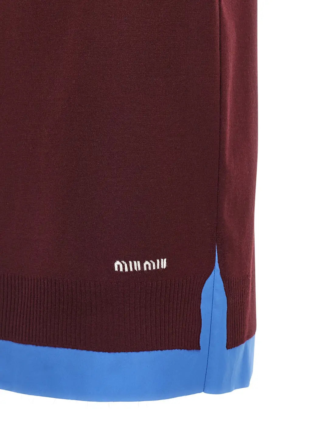 Miu Bordeaux Virgin Wool Midi Skirt
