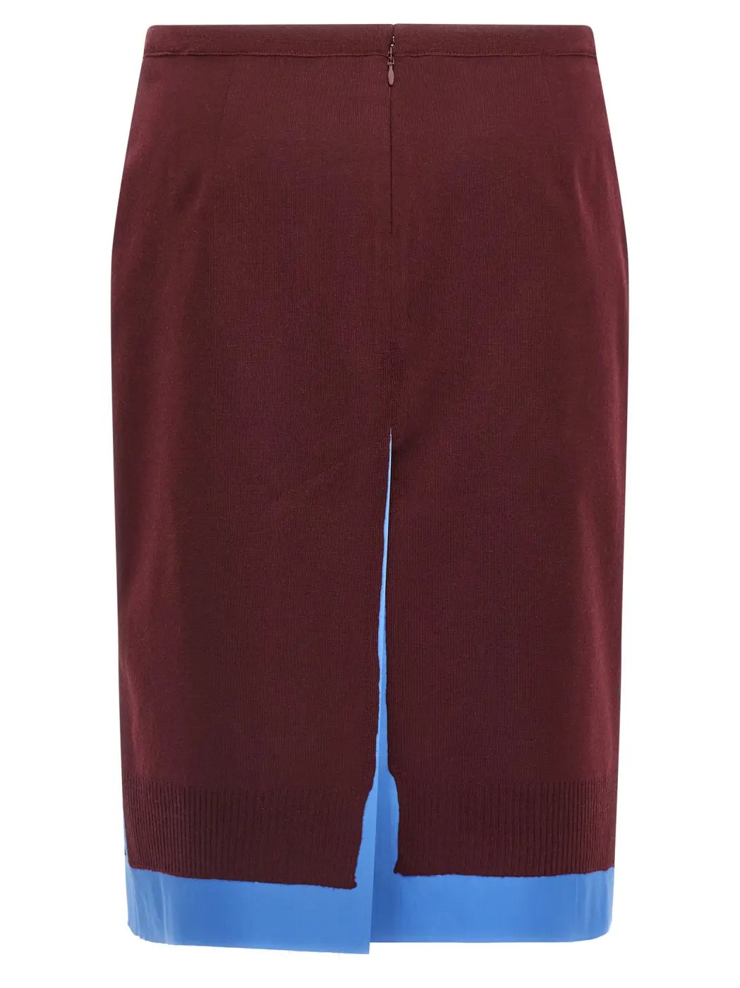 Miu Bordeaux Virgin Wool Midi Skirt