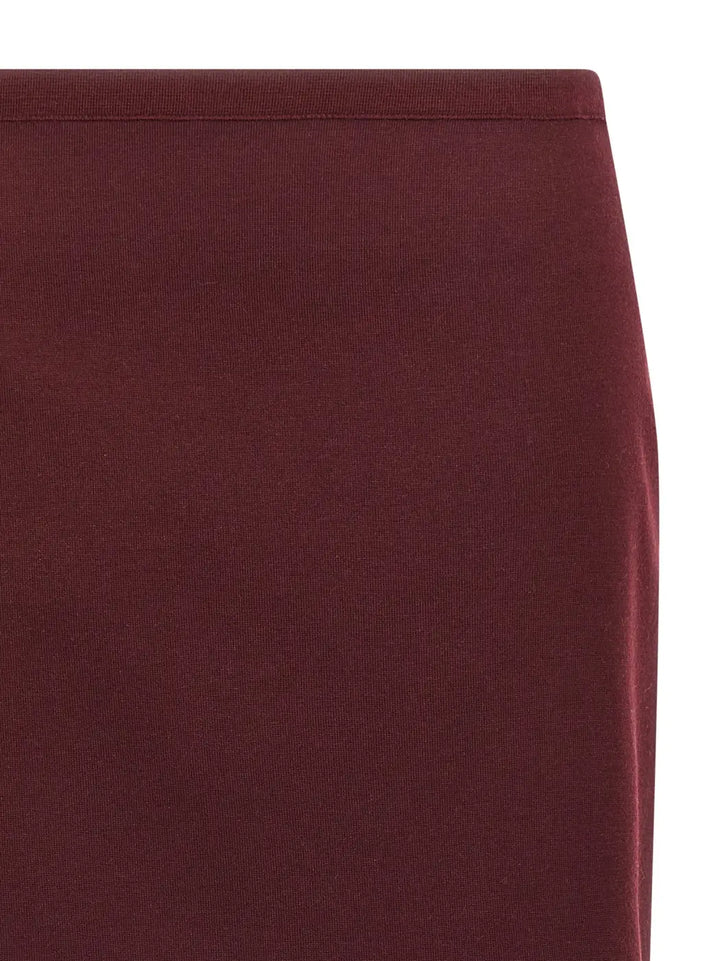 Miu Bordeaux Virgin Wool Midi Skirt