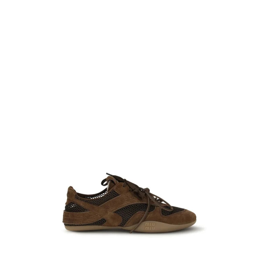 Miu Brown Calf Leather Bos Taurus Athletic Sneakers