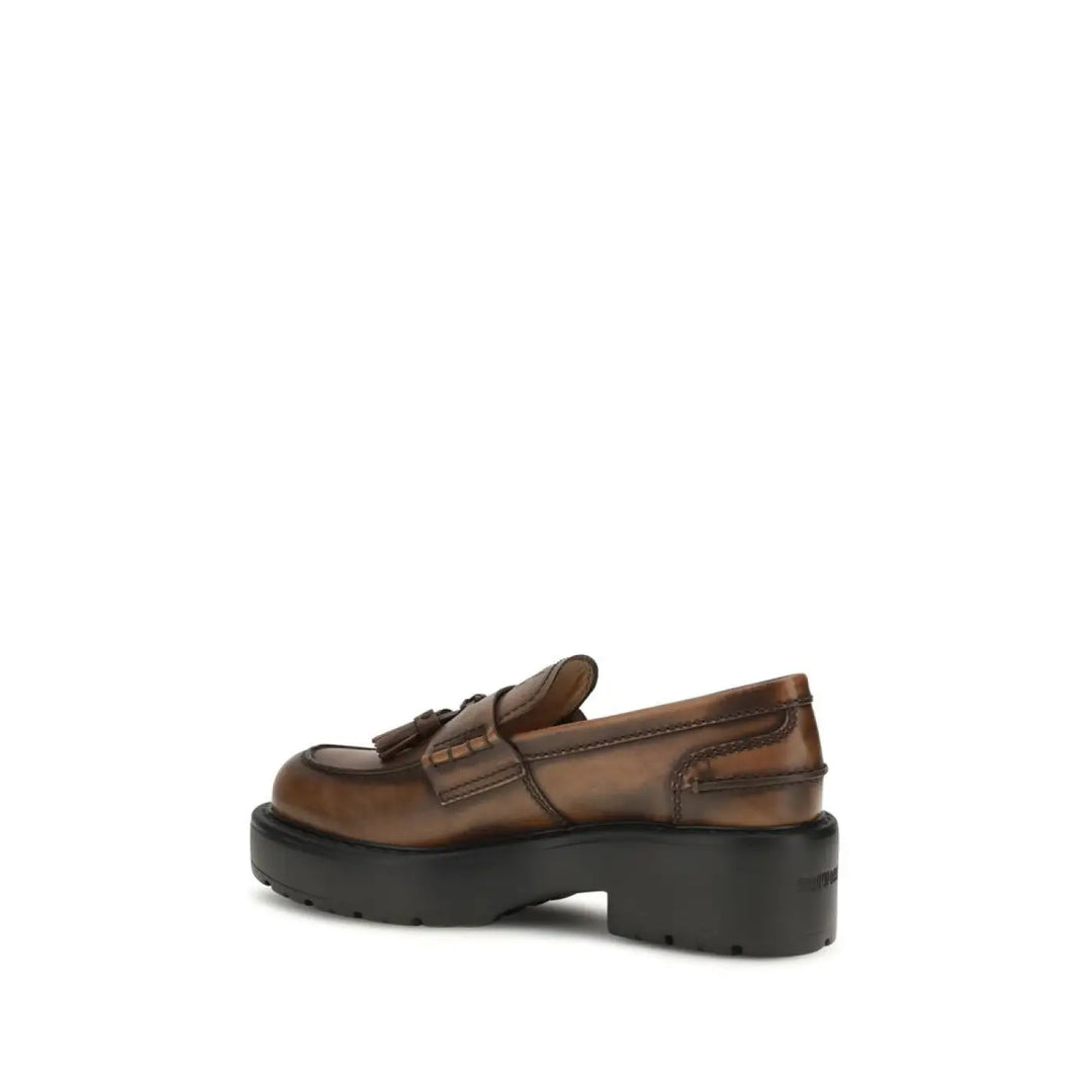 Miu Brown Calf Leather Bos Taurus Platform Loafers
