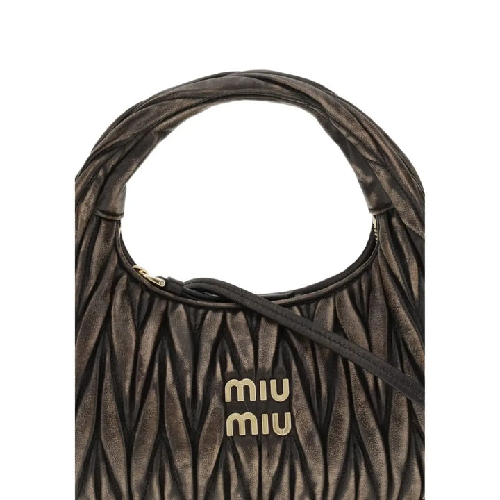 Miu Brown Calf Leather Bos Taurus Shoulder Bag