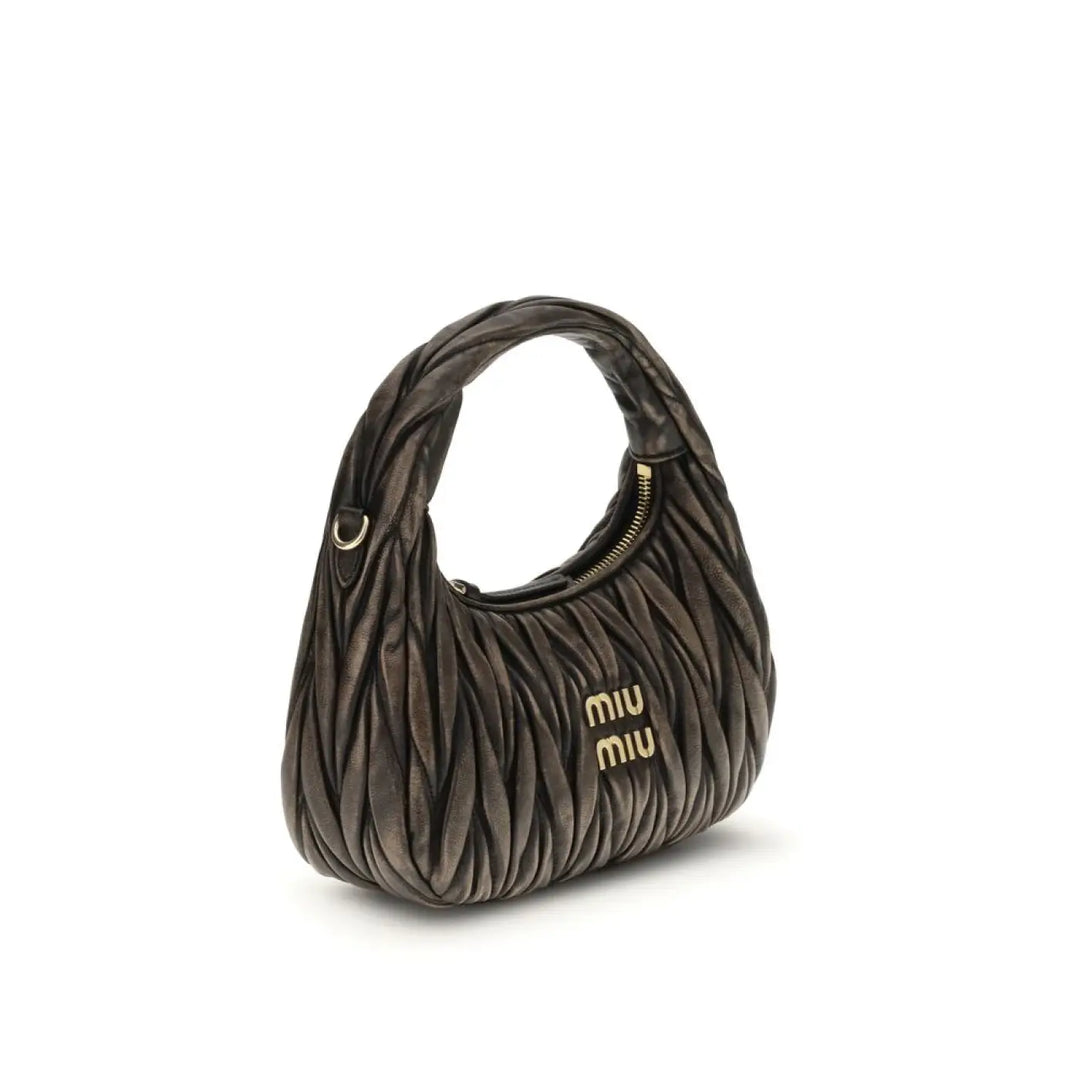 Miu Brown Calf Leather Bos Taurus Shoulder Bag