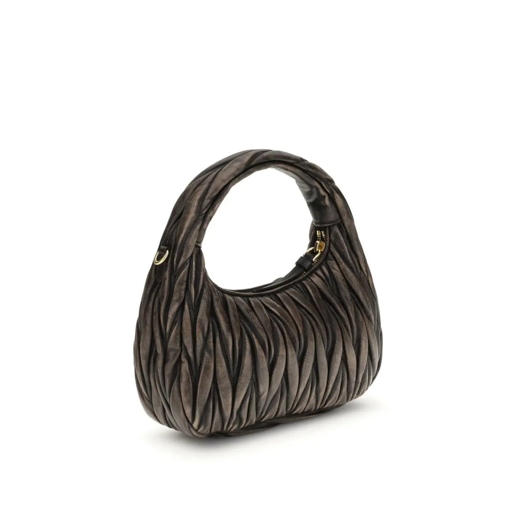 Miu Brown Calf Leather Bos Taurus Shoulder Bag
