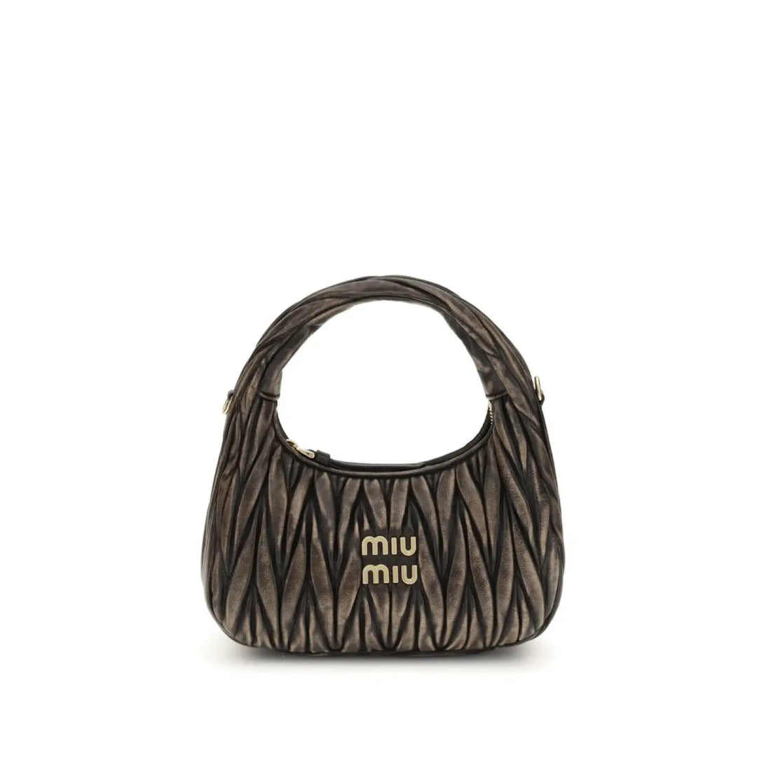 Miu Brown Calf Leather Bos Taurus Shoulder Bag