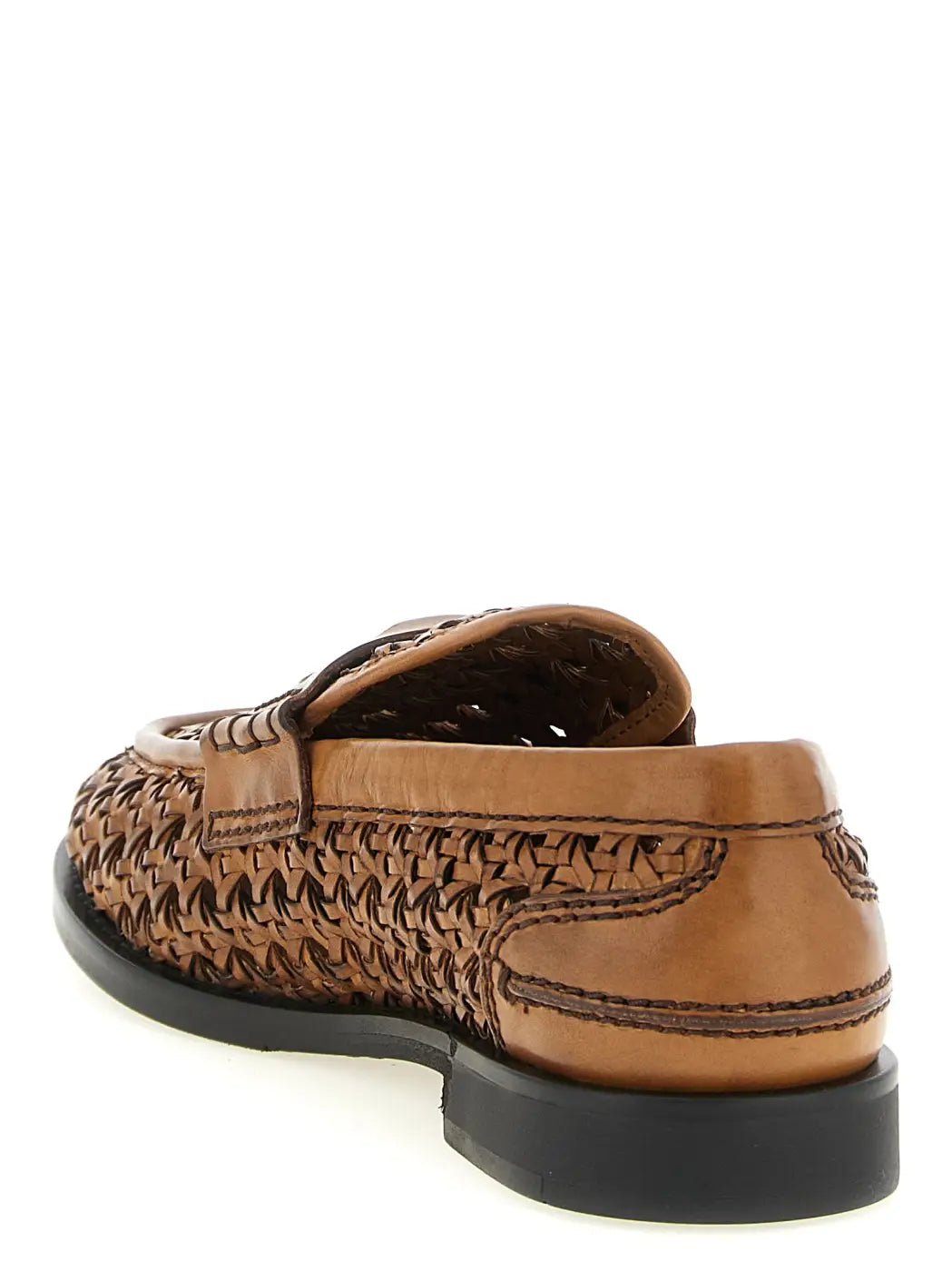 Miu Brown Calfskin Slip-on Loafers