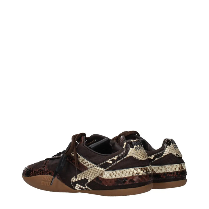 Miu Brown Fabric Low Top Sneakers