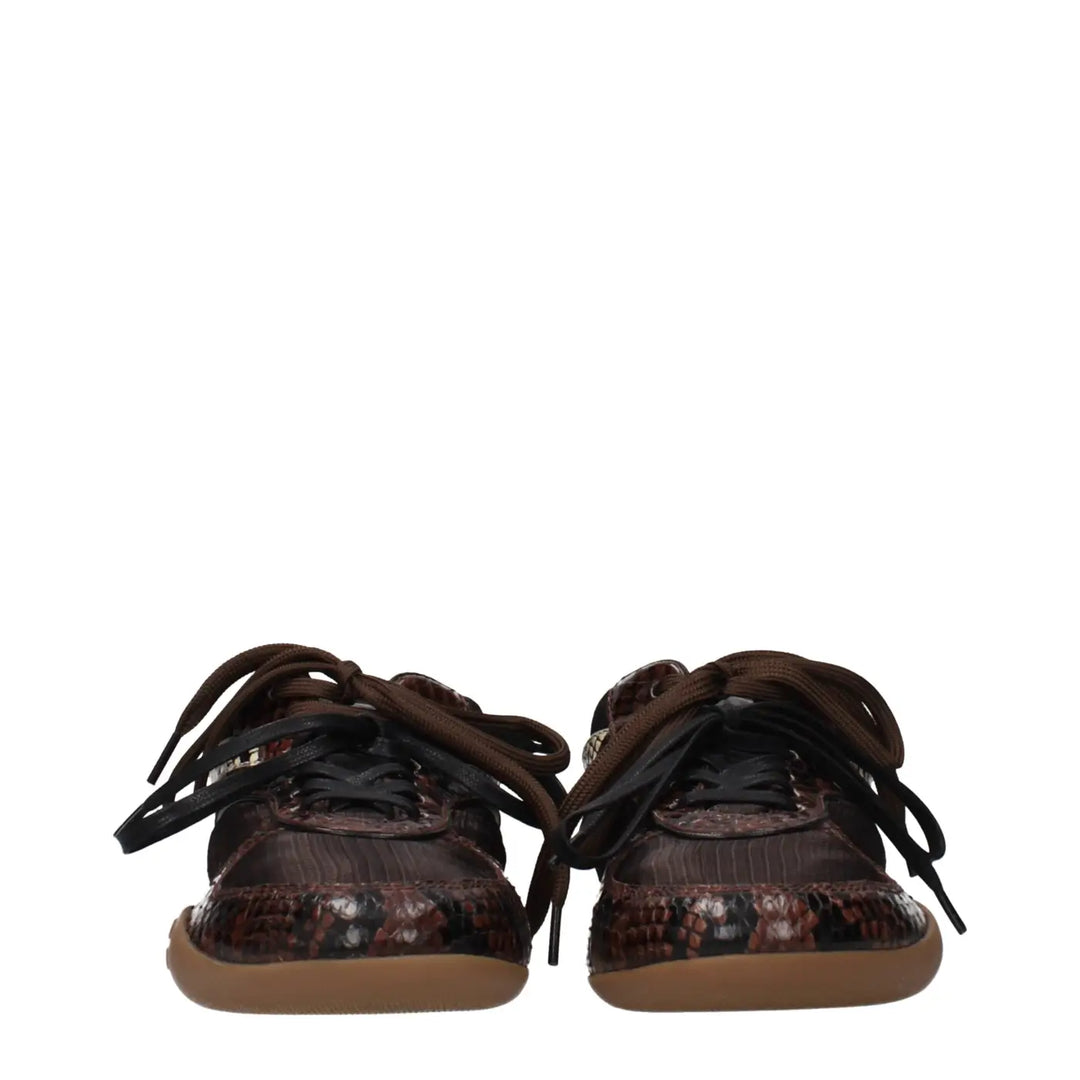 Miu Brown Fabric Low Top Sneakers