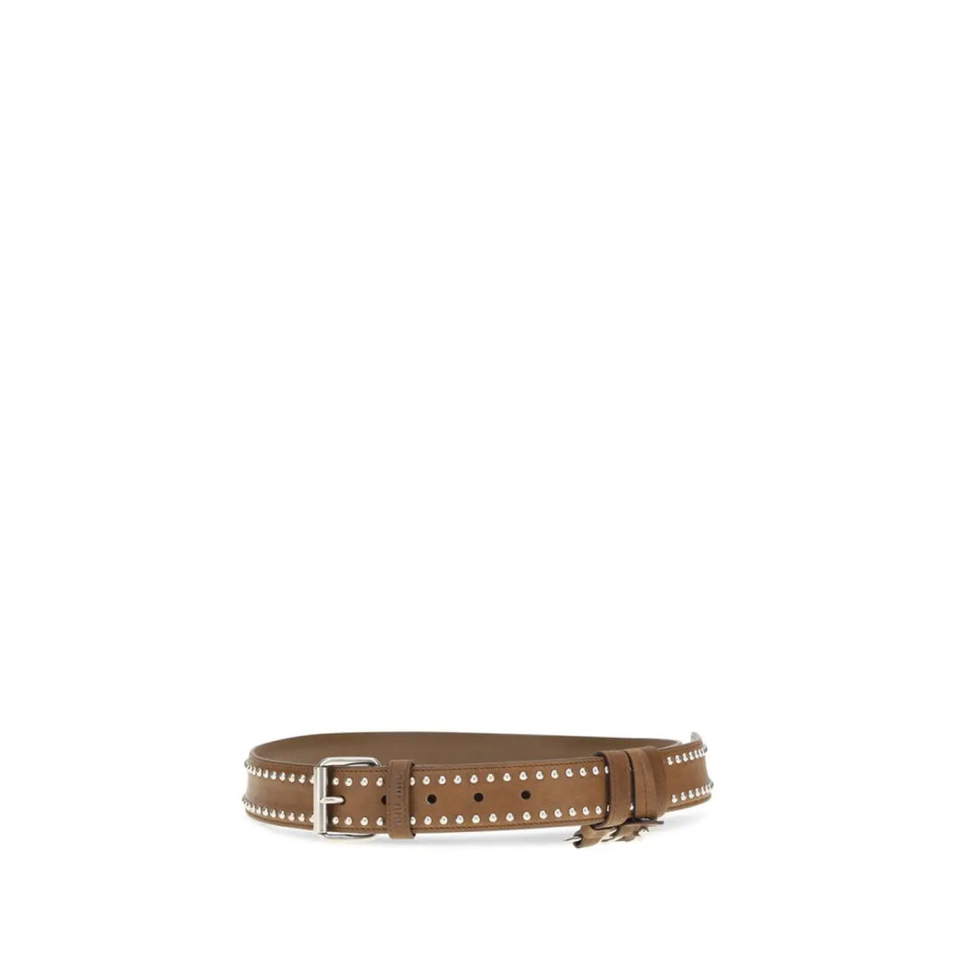 Miu Brown Suede Leather Regular Belt