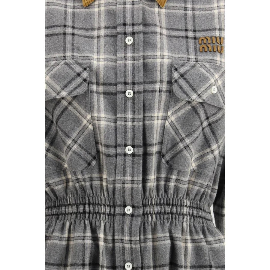 Miu Gray Cotton Casual Dress