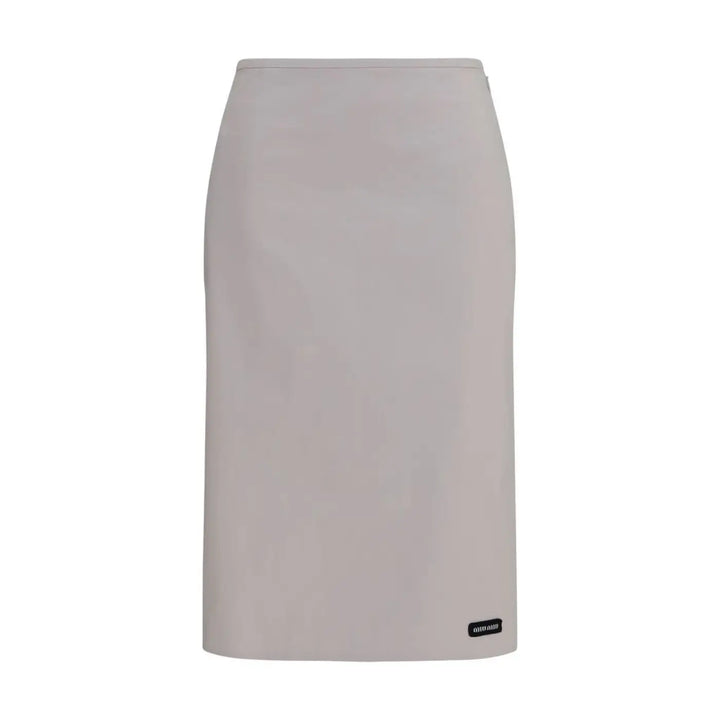 Miu Gray Cotton Midi Skirt