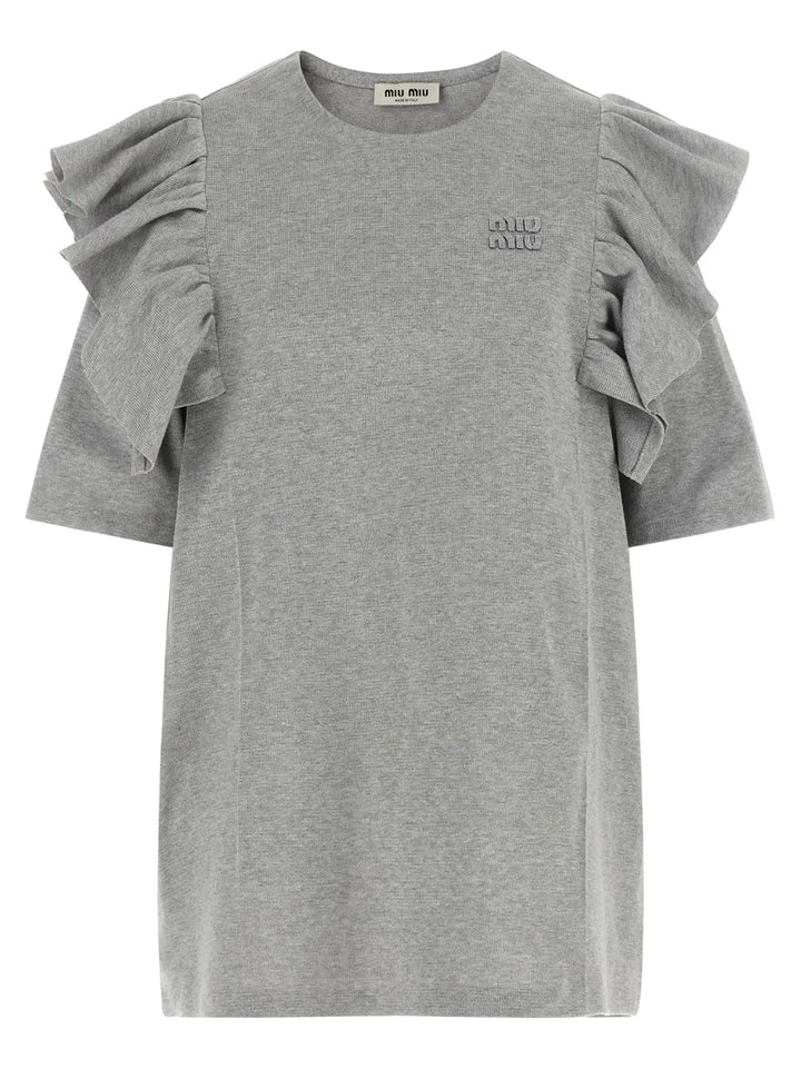Miu Gray Cotton Short Dress