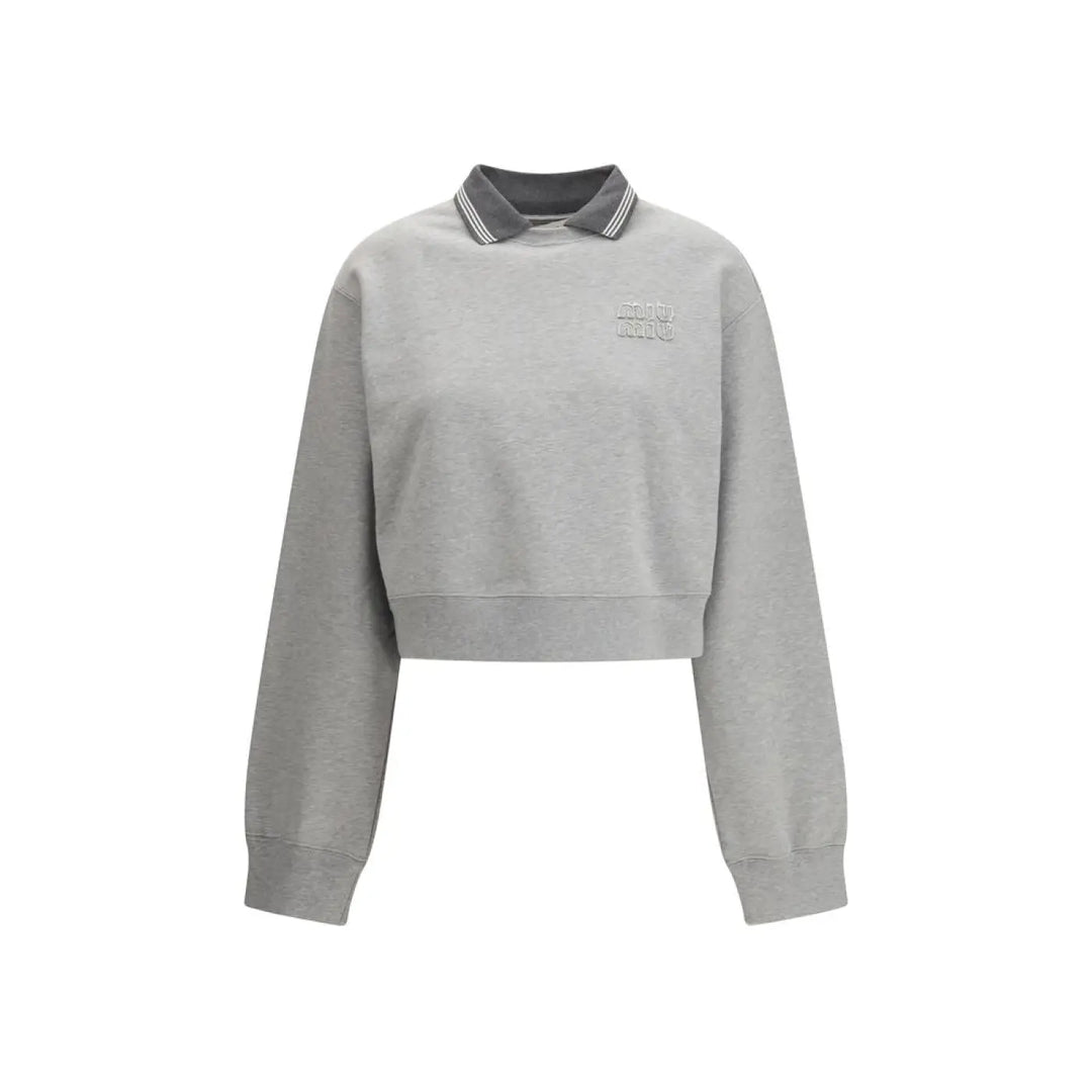 Miu Gray Cotton Sweatshirt