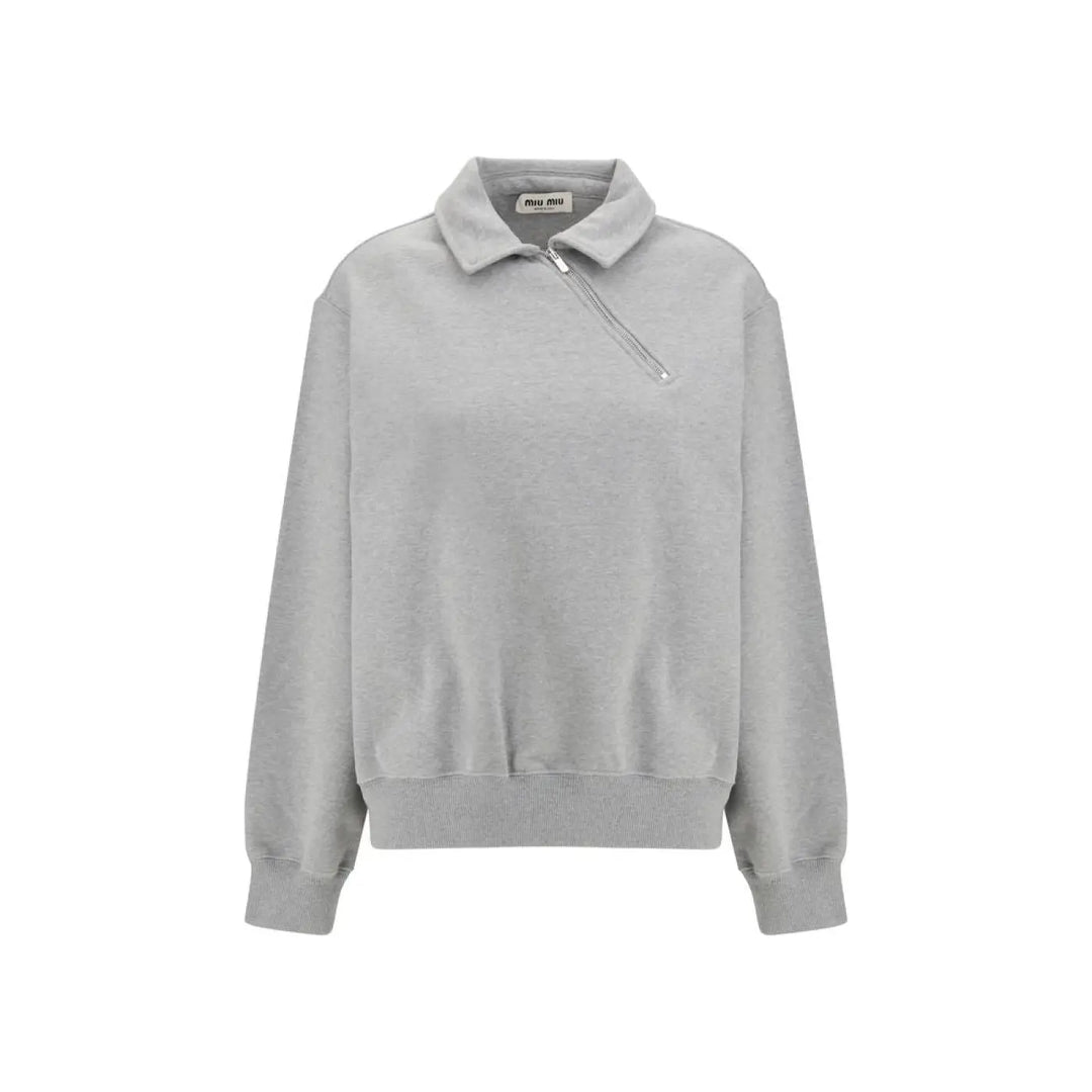 Miu Gray Cotton Sweatshirt