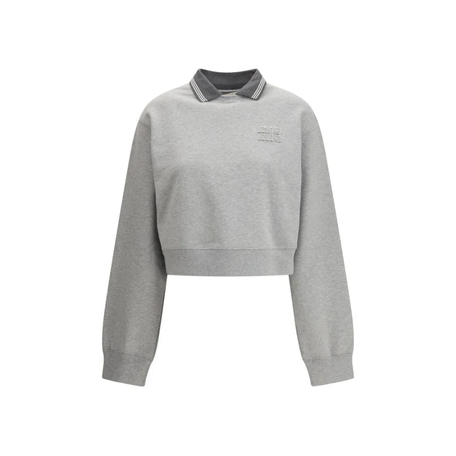Miu Gray Cotton Sweatshirt
