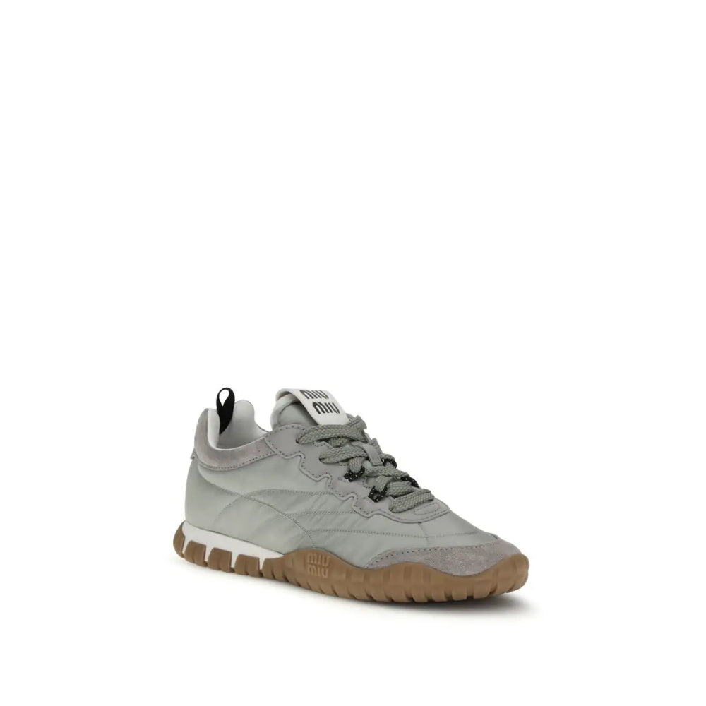 Miu Gray Recycled Polyamide Athletic Sneakers