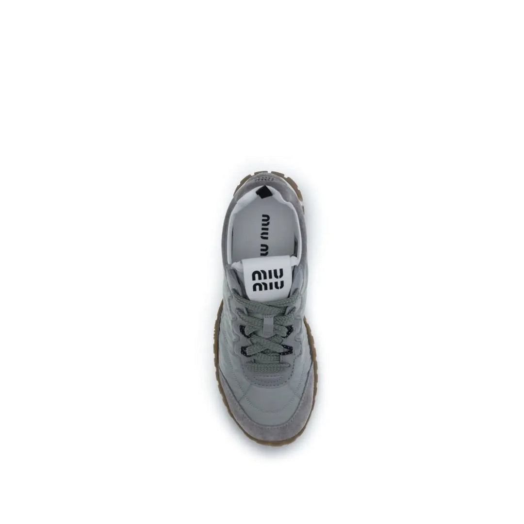 Miu Gray Recycled Polyamide Athletic Sneakers