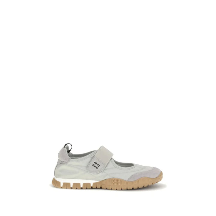 Miu Gray Recycled Polyamide Ballet Flats