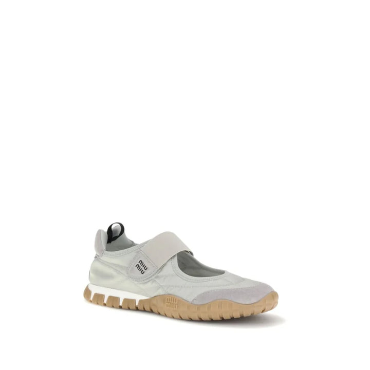 Miu Gray Recycled Polyamide Ballet Flats