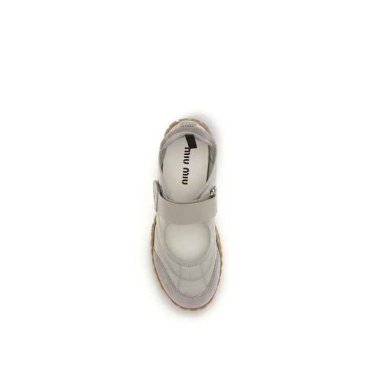 Miu Gray Recycled Polyamide Ballet Flats