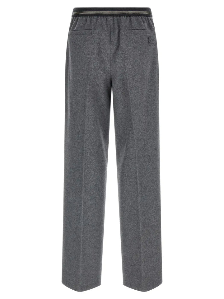 Miu Gray Virgin Wool Casual Pants