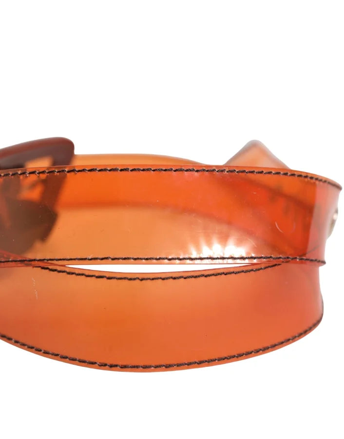 Miu Orange PVC Waist Women Cintura Square Buckle Belt