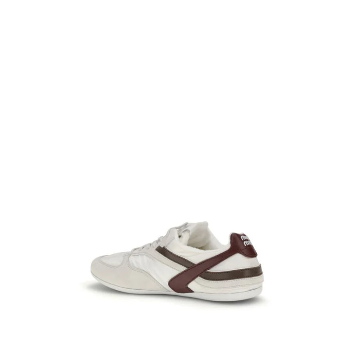 Miu White Calf Leather Bos Taurus Athletic Sneakers