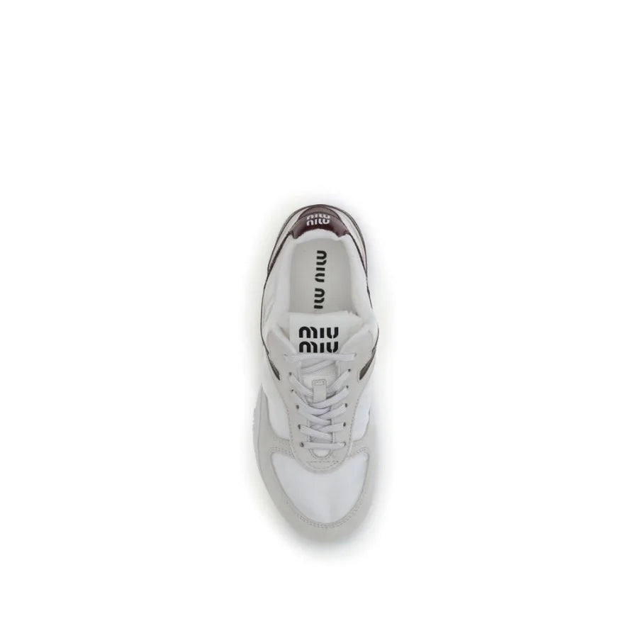 Miu White Calf Leather Bos Taurus Athletic Sneakers
