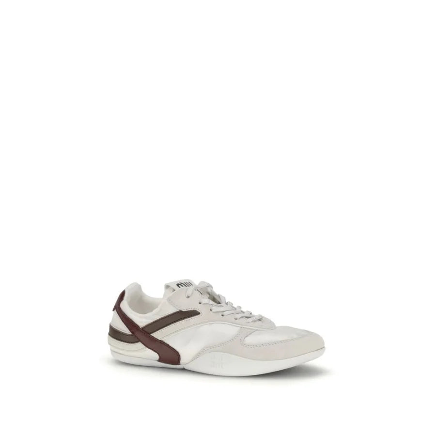 Miu White Calf Leather Bos Taurus Athletic Sneakers