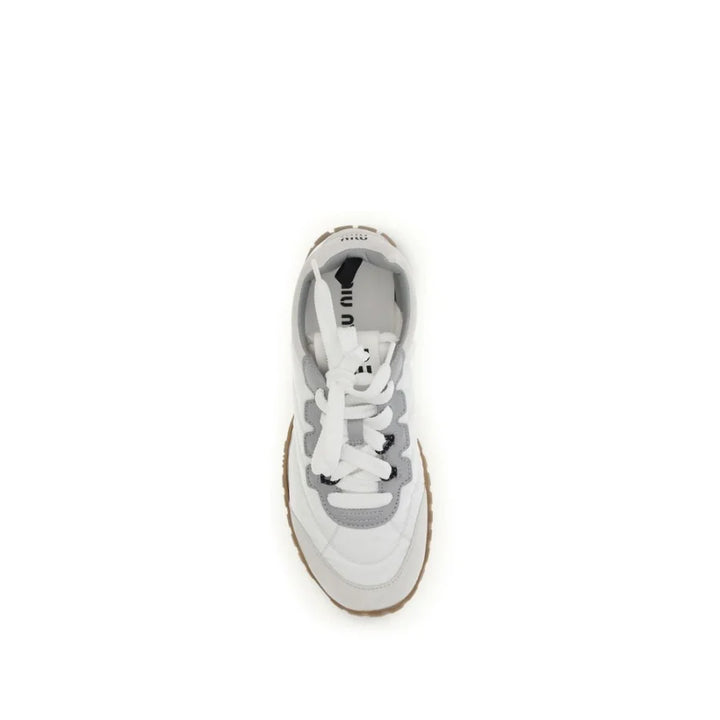 Miu White Polyamide Athletic Sneakers