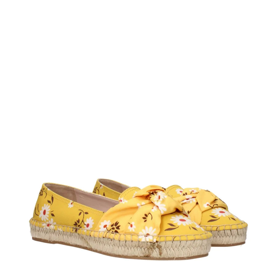 Miu Yellow Fabric Espadrilles