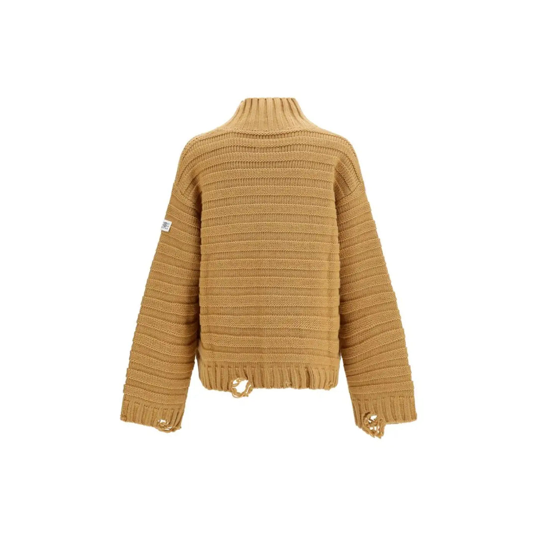 Mm6 Beige Wool Oves Aries Turtleneck