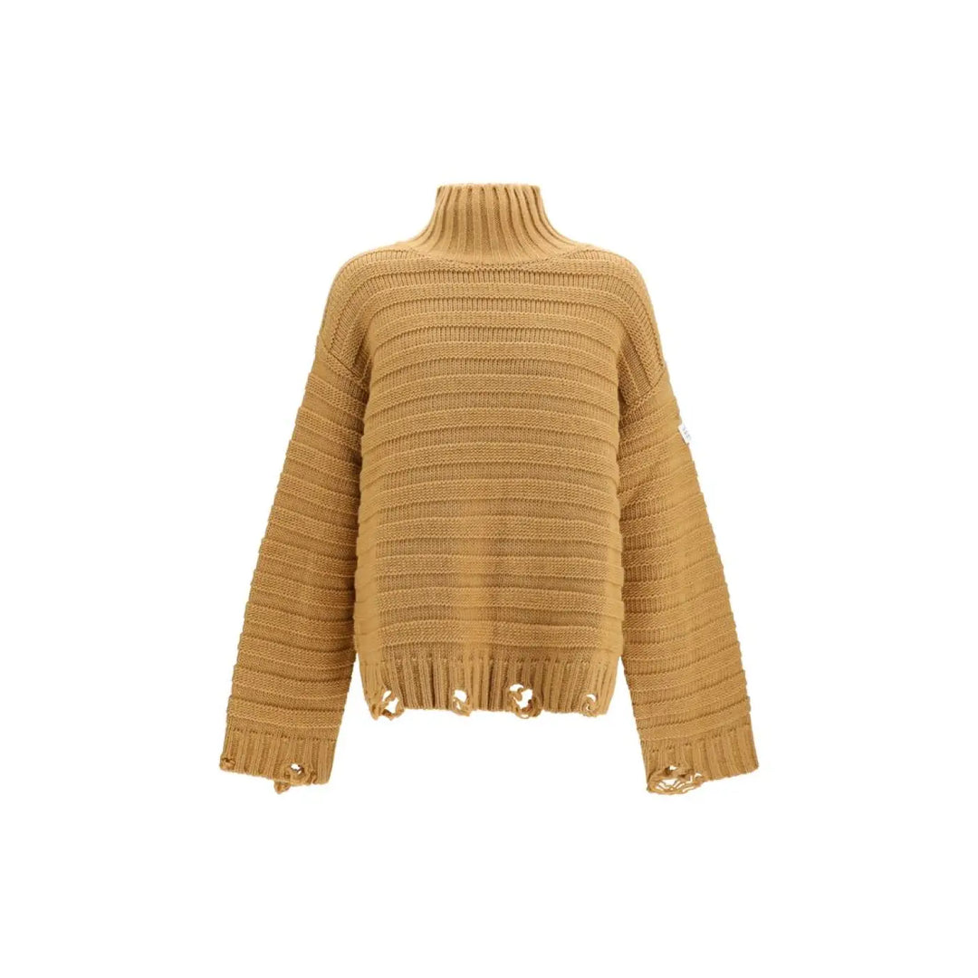 Mm6 Beige Wool Oves Aries Turtleneck